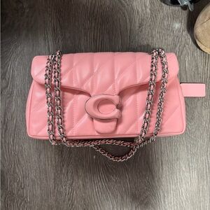 Coach tabby Quilted Pink Chain Shoulder Bag